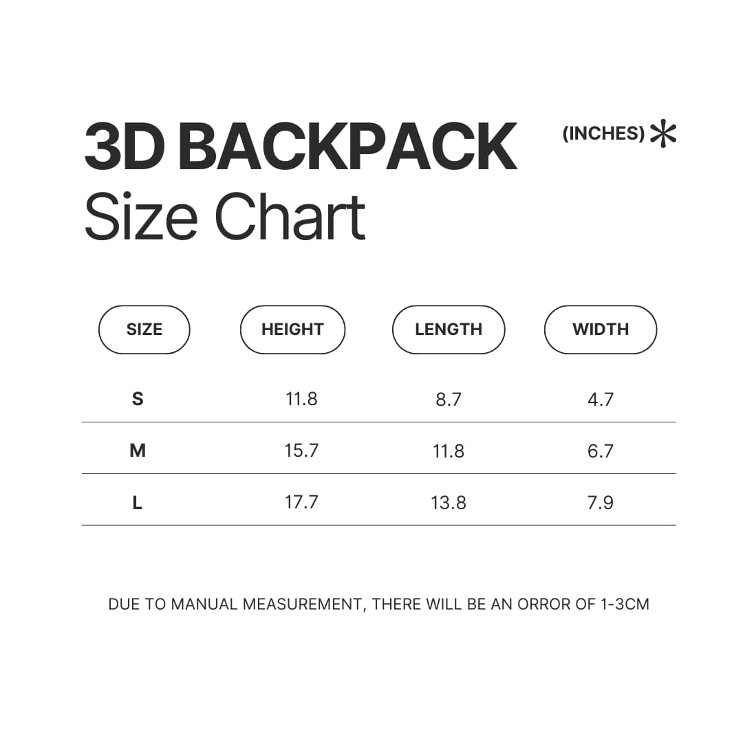 3D Backpack Size Chart - Totoro UK Shop