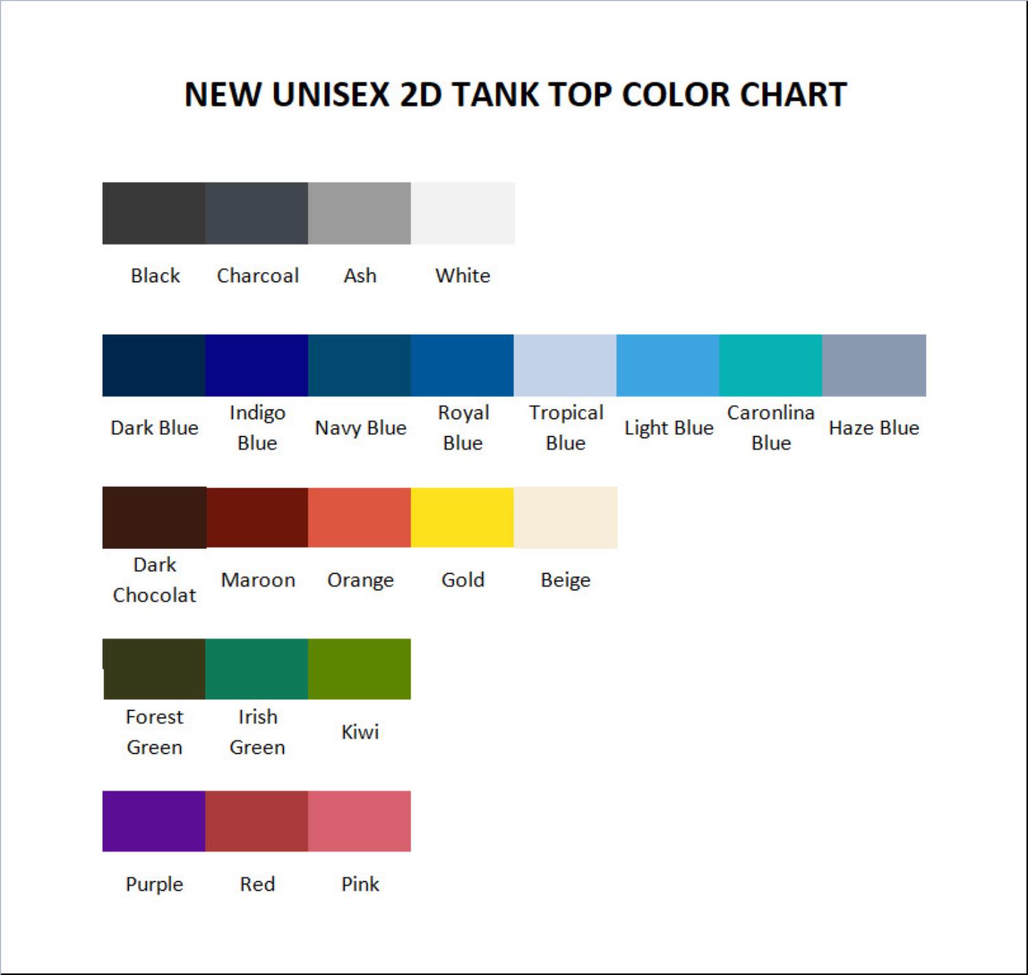 tank top color chart - Totoro UK Shop